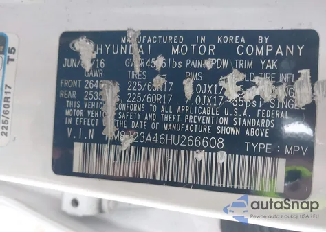 2017 Hyundai Tucson Se z USA, uszkodzony, nr VIN KM8J23A46HU266608